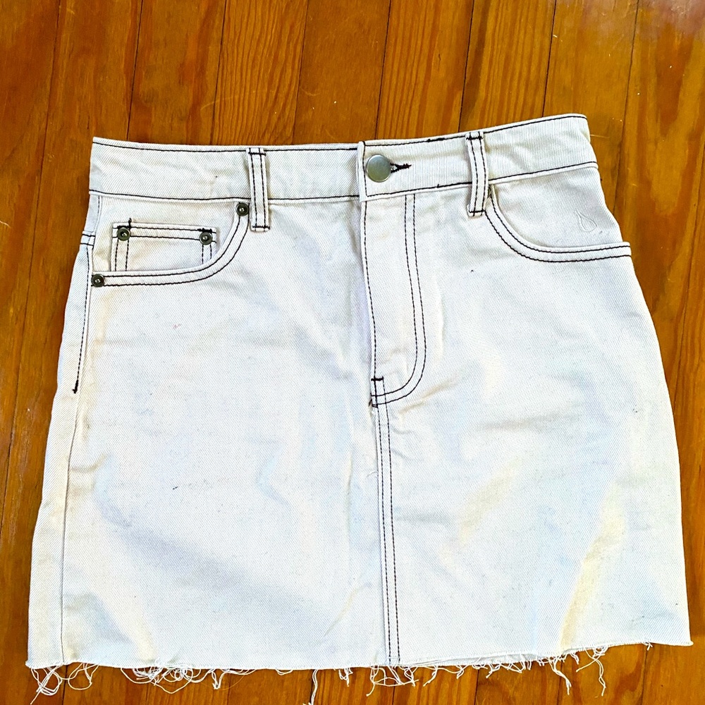 light pink mini jean skirt